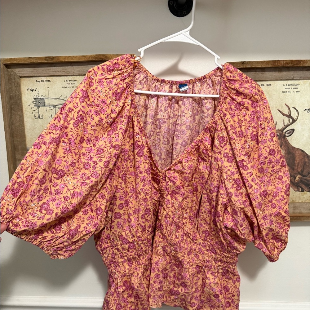 Old Navy Pink Floral Blouse